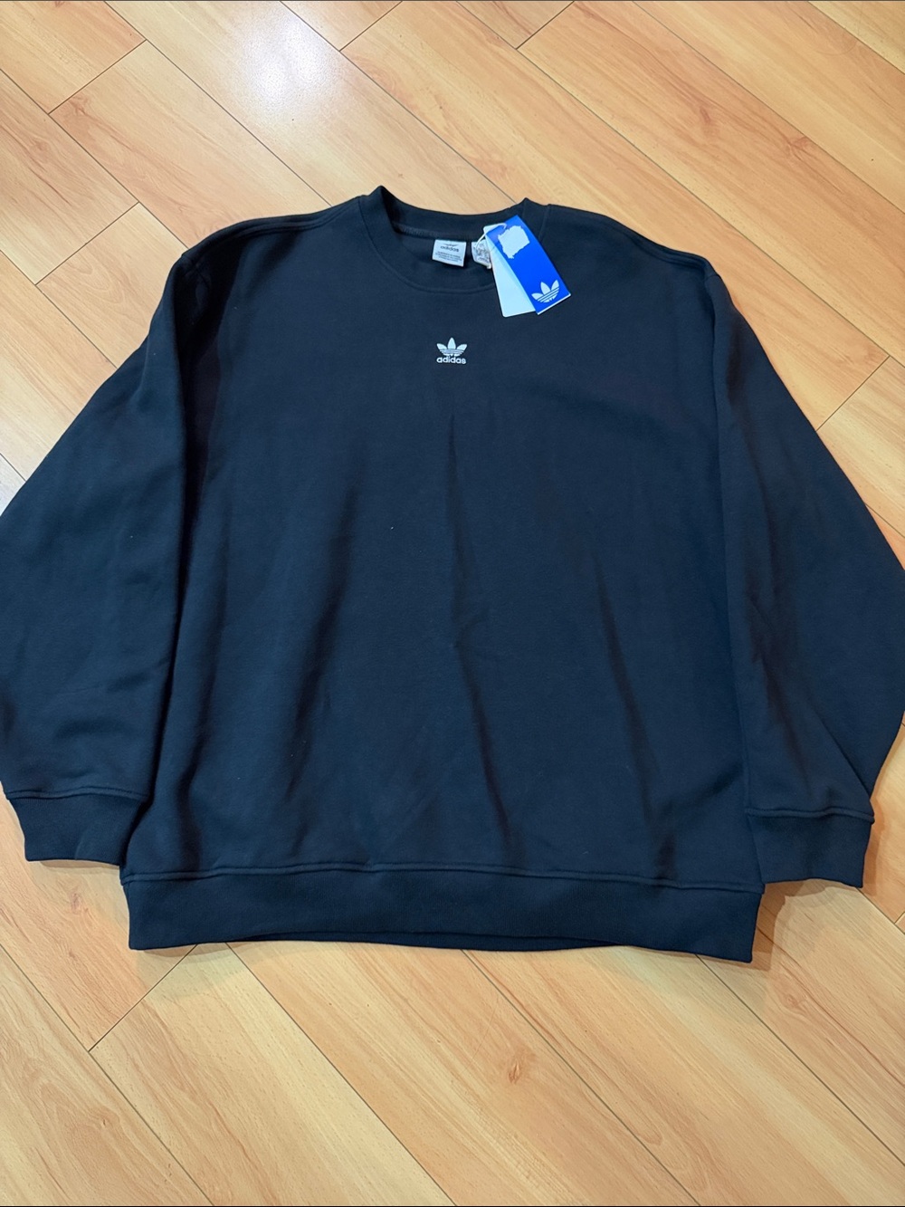 adidas Originals Black Crew Sweatshirt with White Trefoil